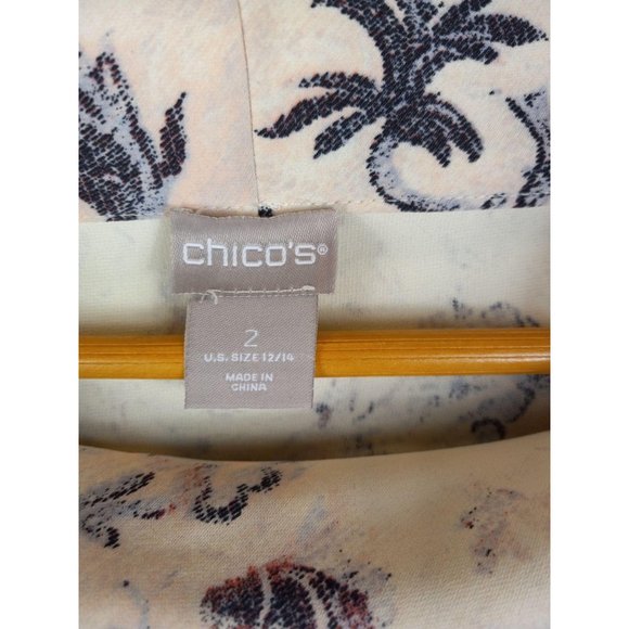 Chico's flowerful 3/4 sleeve shirt size 2 turtle n - Picture 5 of 6